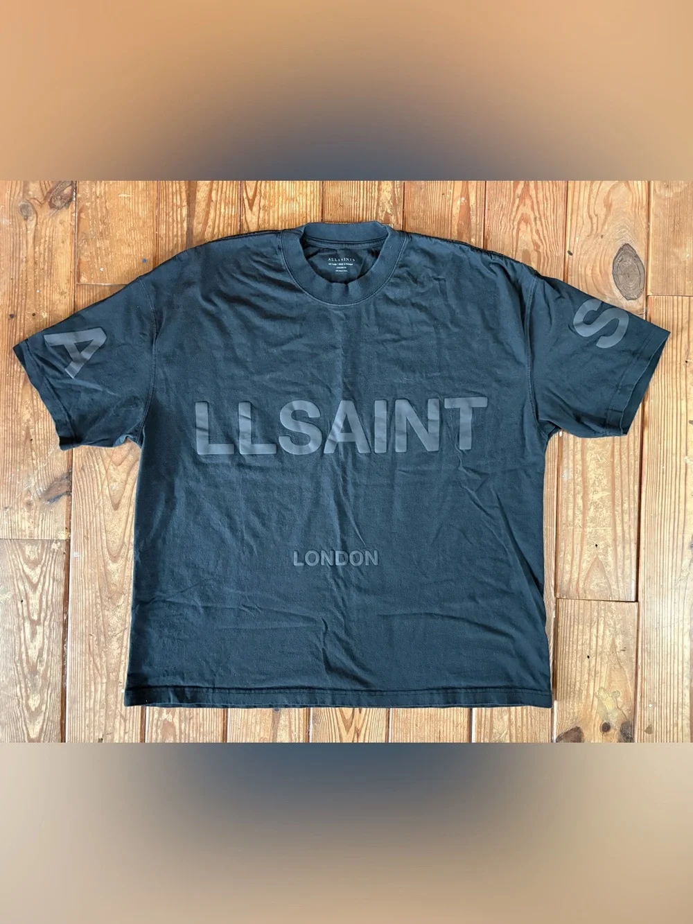 AllSaints London Oversized Logo Graphic T-Shirt Black Men’s Oversized XXL - Picture 1 of 3